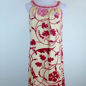 HALE BOB PINK Cream Silk cut Velvet FLORAL DRESS S